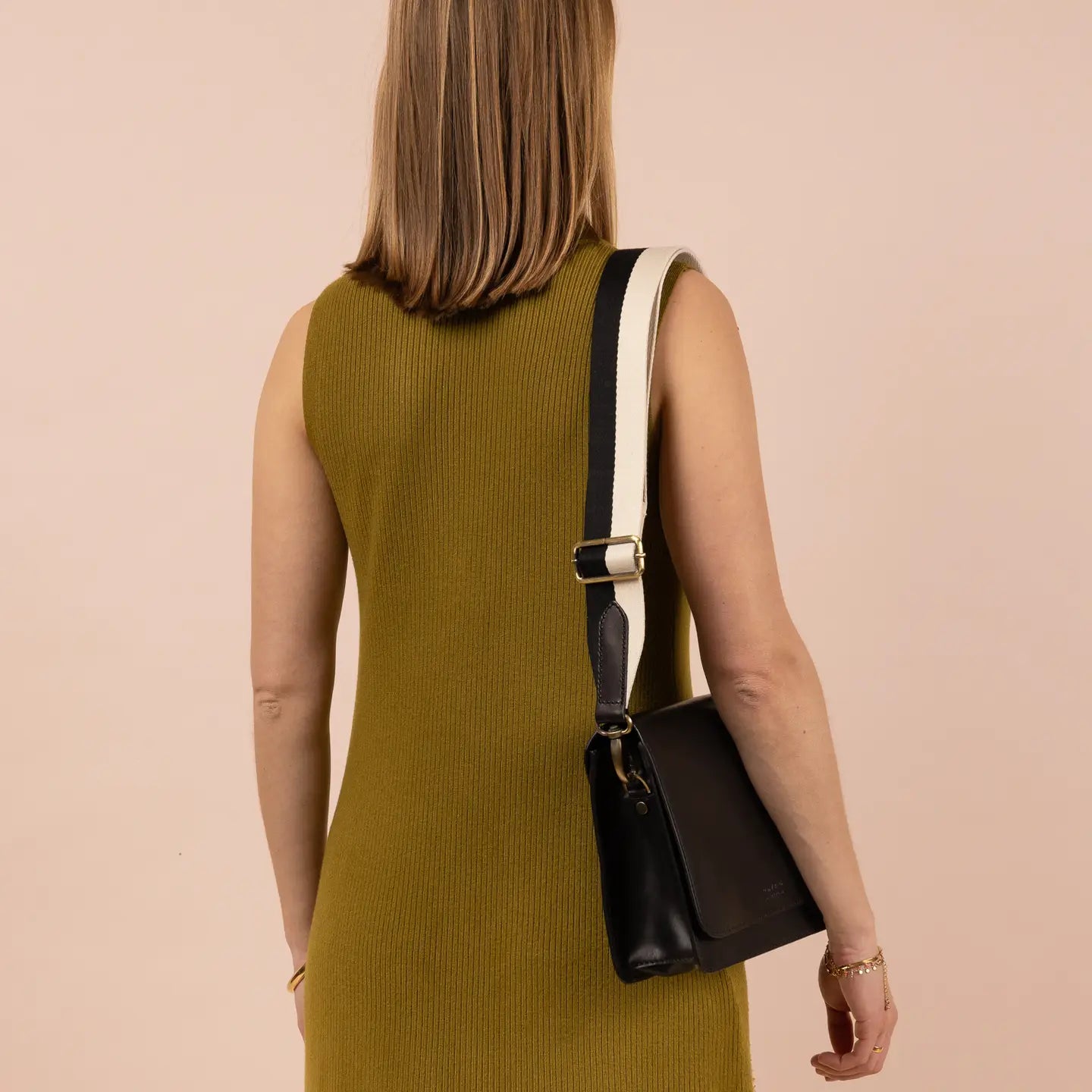 Striped Webbing Strap - Black and White