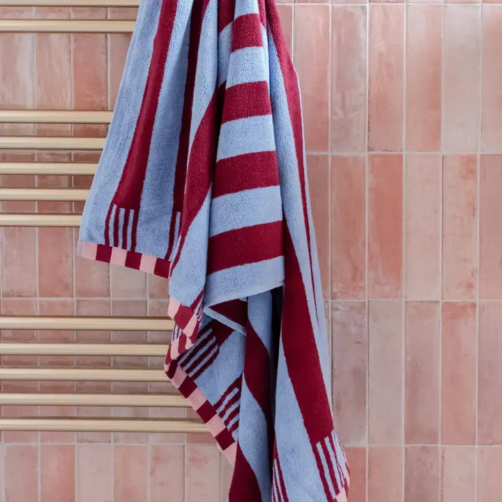 Terry Cotton Towels - Blue Stripe