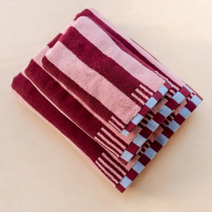 Terry Cotton Towels - Pink Stripe