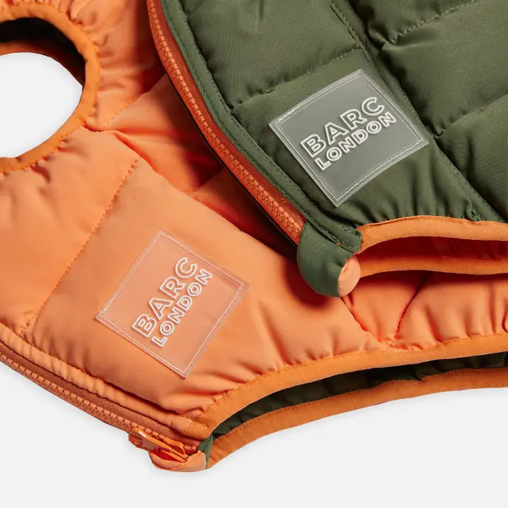 Reversible Puffer Jacket - Coral & Khaki