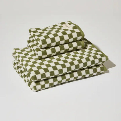 Olive Green Check - Towel Collection