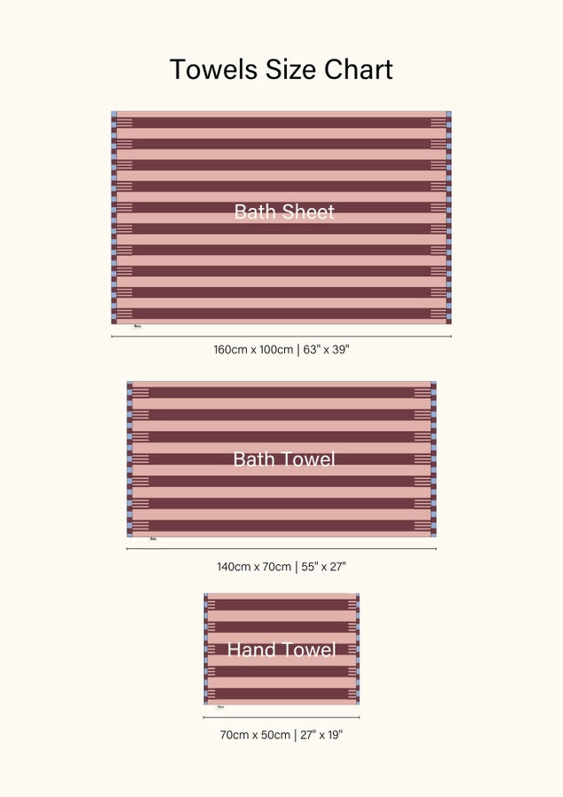 Terry Cotton Towels - Pink Stripe