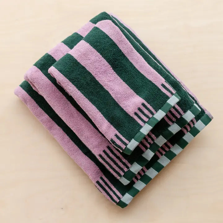 Terry Cotton Towels - Rose Stripe