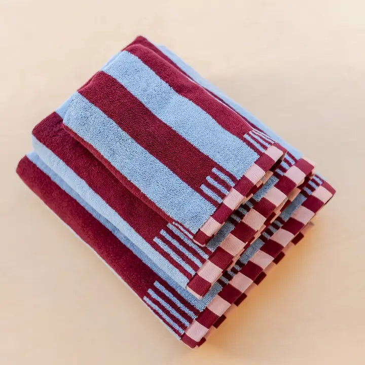 Terry Cotton Towels - Blue Stripe