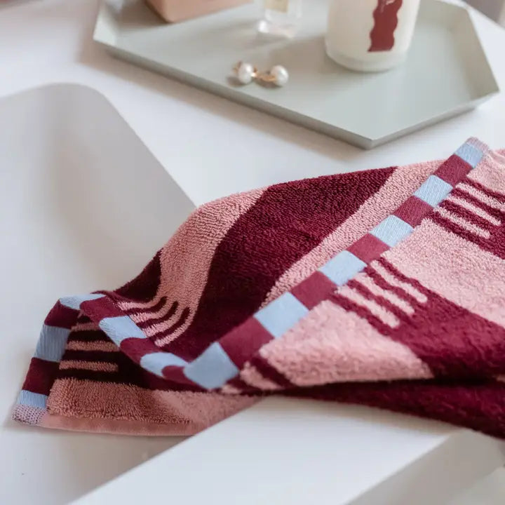 Terry Cotton Towels - Pink Stripe