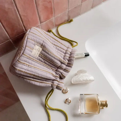 Cotton Wash Bag – Lilac Stripe