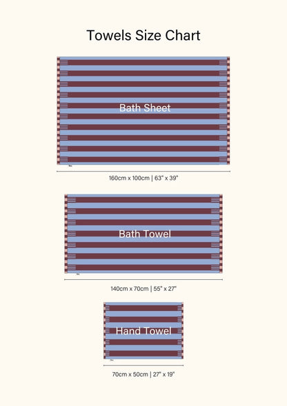 Terry Cotton Towels - Blue Stripe