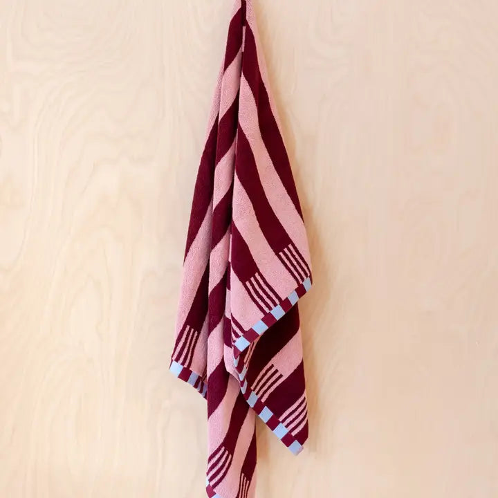 Terry Cotton Towels - Pink Stripe