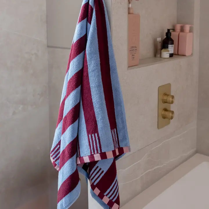 Terry Cotton Towels - Blue Stripe