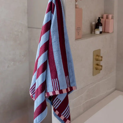 Terry Cotton Towels - Blue Stripe