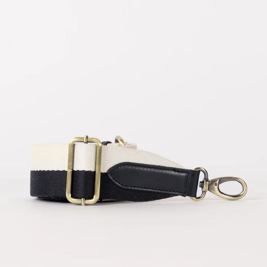 Striped Webbing Strap - Black and White