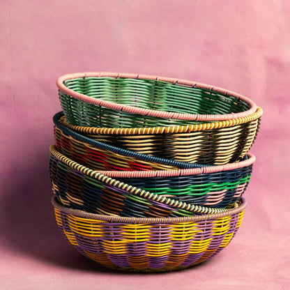 Woven Bowl – Pink and Navy