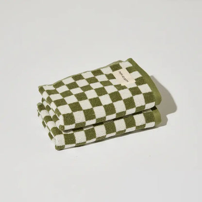 Olive Green Check - Towel Collection
