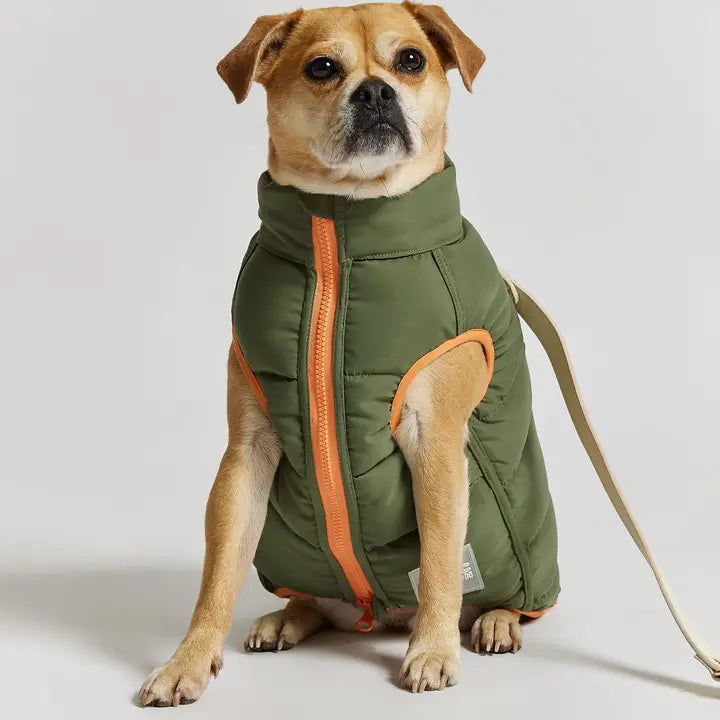 Reversible Puffer Jacket - Coral & Khaki
