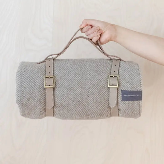 Leather Picnic Carrier - Taupe