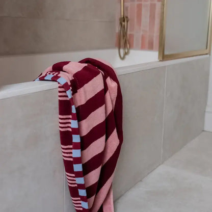 Terry Cotton Towels - Pink Stripe