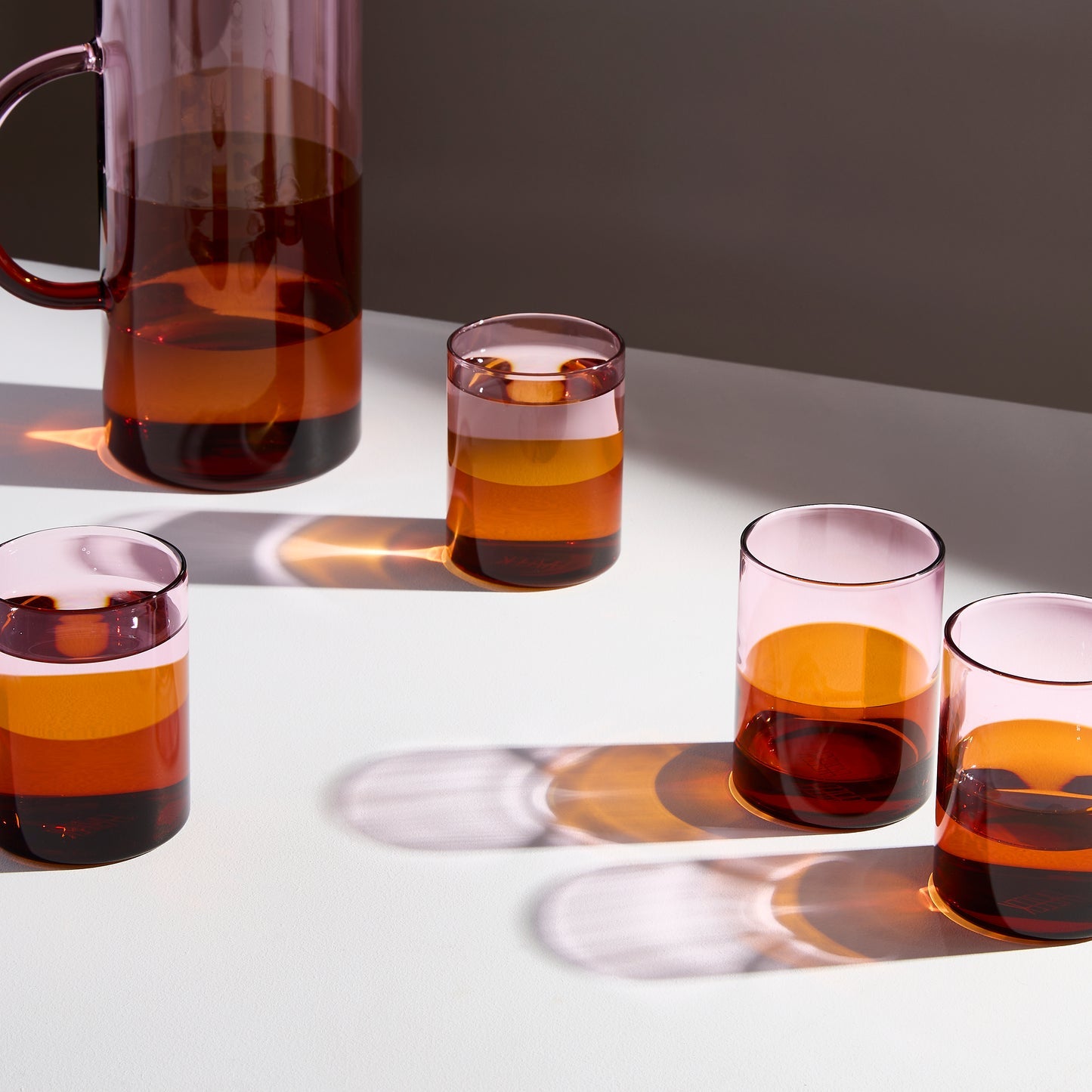 Two Tone Glasses - Pink & Amber