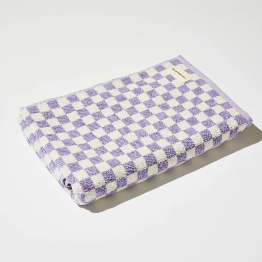 Bath + Hand Towel Set – Lilac Check