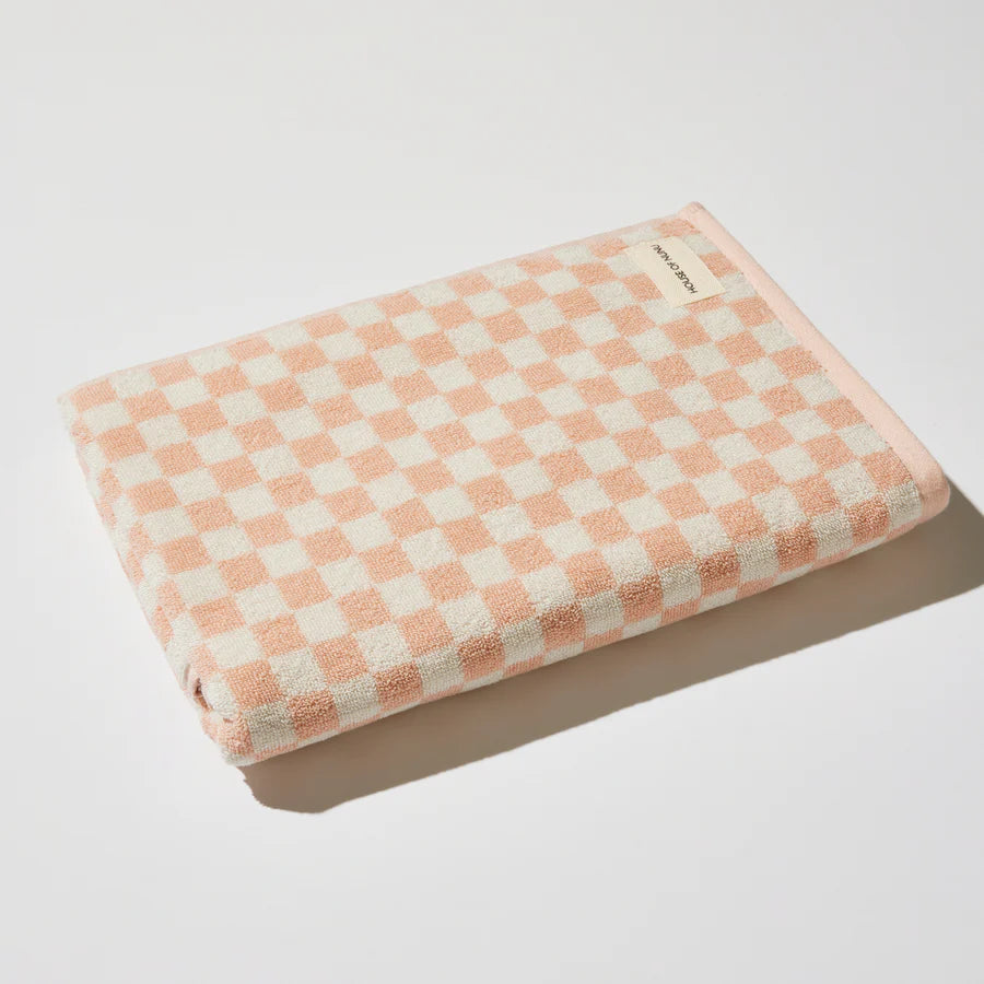 Bath + Hand Towel Set – Pink Check