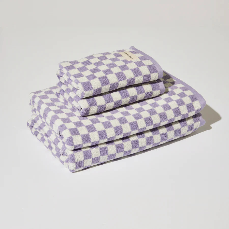 Bath + Hand Towel Set – Lilac Check