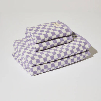 Bath + Hand Towel Set – Lilac Check
