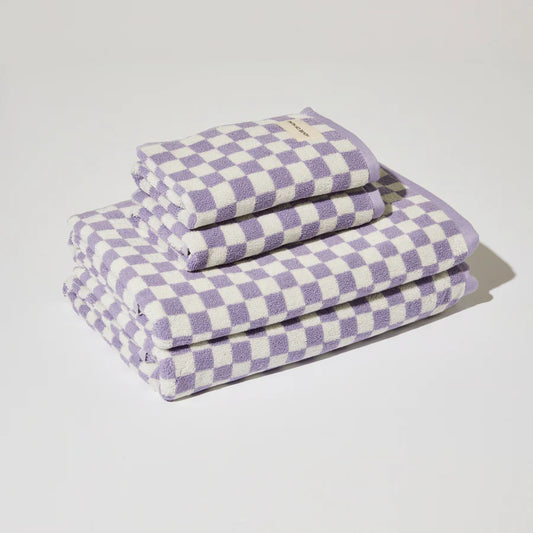 Bath + Hand Towel Set – Lilac Check