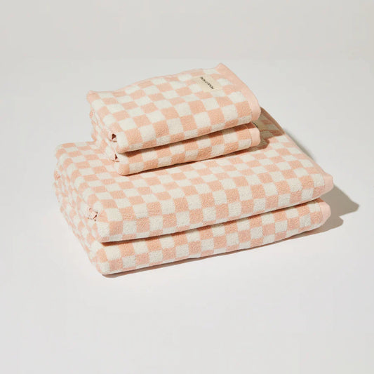 Bath + Hand Towel Set – Pink Check