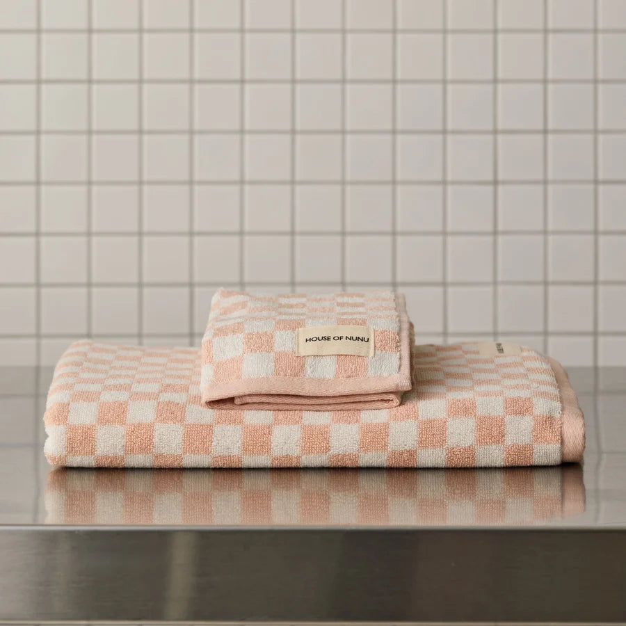 Bath + Hand Towel Set – Pink Check