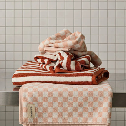Bath + Hand Towel Set – Pink Check