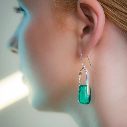 Empire Soft Jade – Silver Earrings