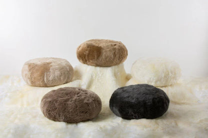 Long Wool Sheepskin Pouf