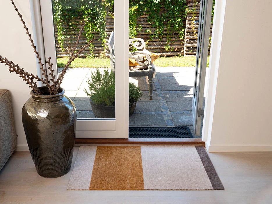 Stripes Horizontal Mat - Ivory / Dijon / Dark Brown