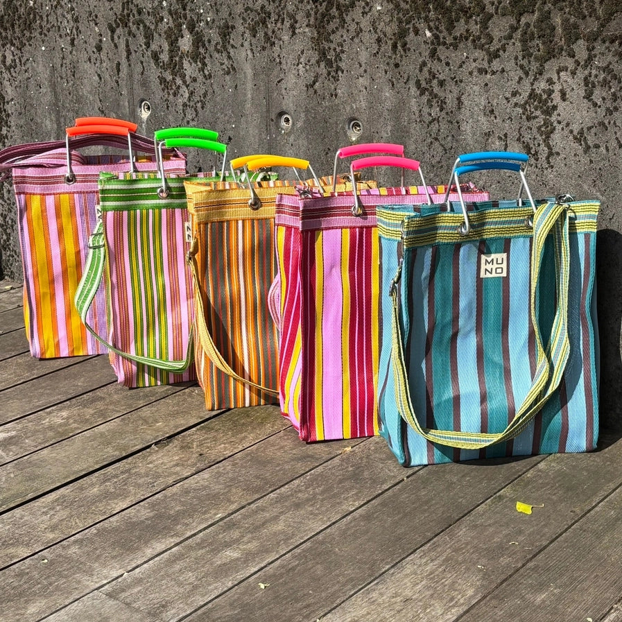 Recycled Nylon Tote Bag – Sunset Stripe