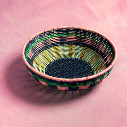 Woven Bowl – Pink and Navy