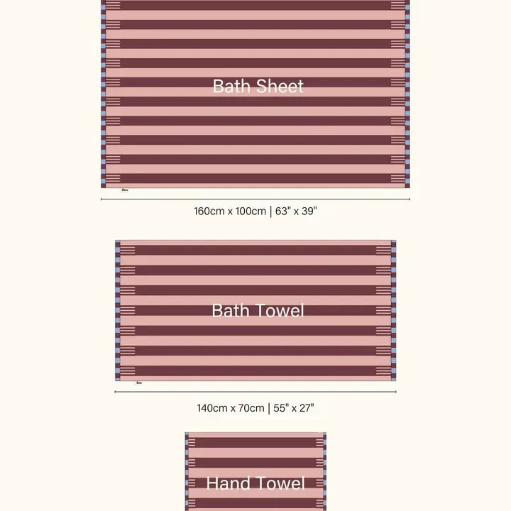 Terry Cotton Towels - Rose Stripe