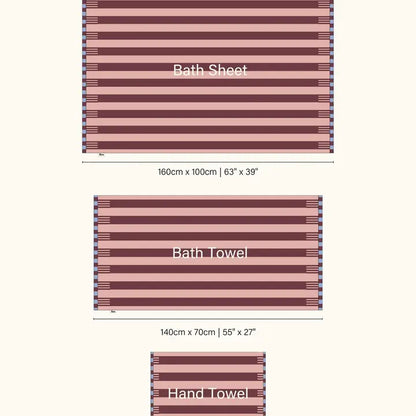 Terry Cotton Towels - Rose Stripe