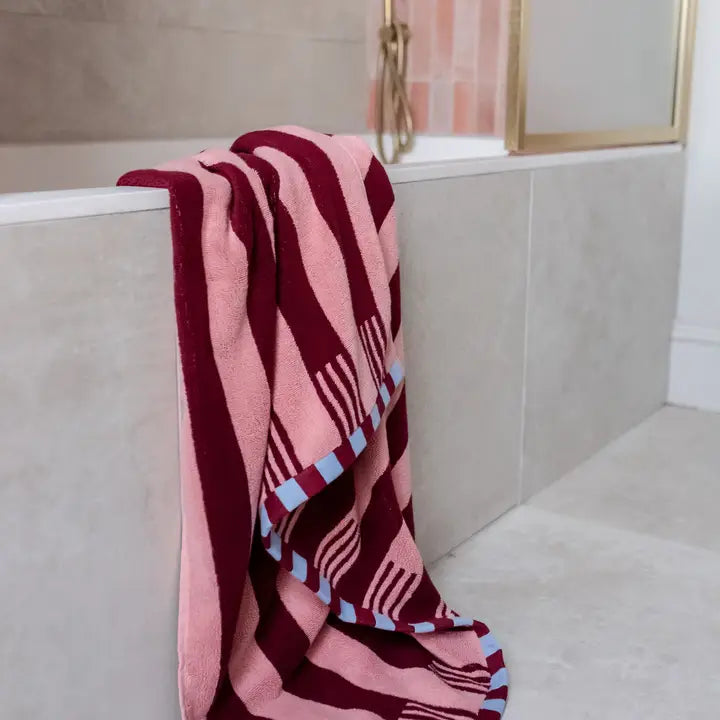Terry Cotton Towels - Pink Stripe