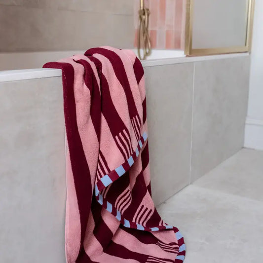 Terry Cotton Towels - Pink Stripe
