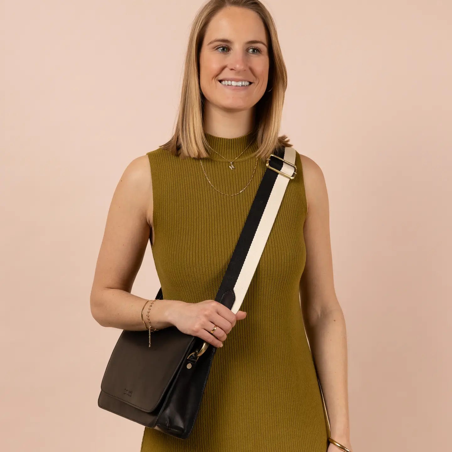 Striped Webbing Strap - Black and White