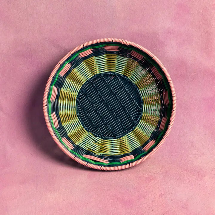 Woven Bowl – Pink and Navy